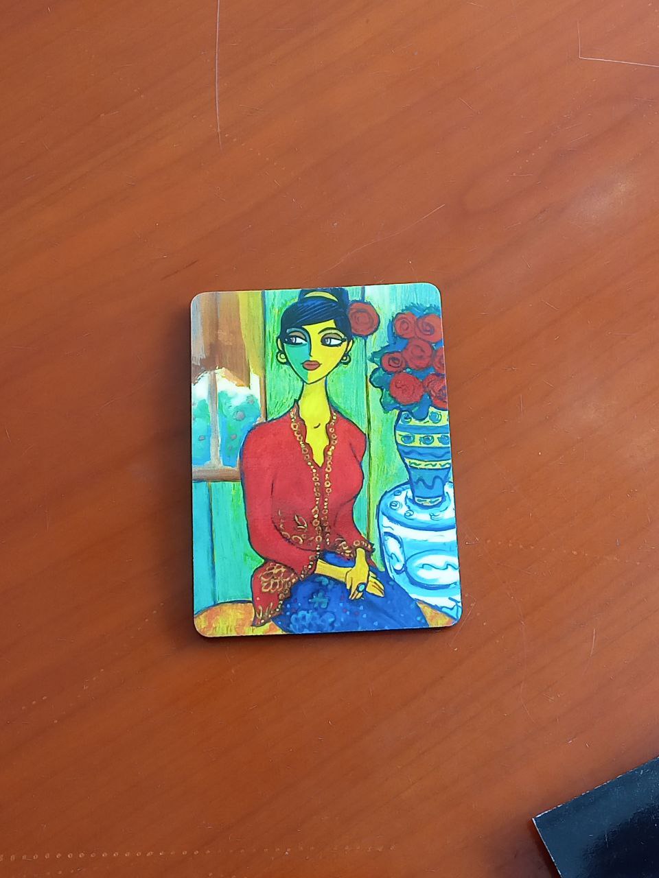 Sitting Lady Kebaya magnet, fridge magnet, batik, painting, original design